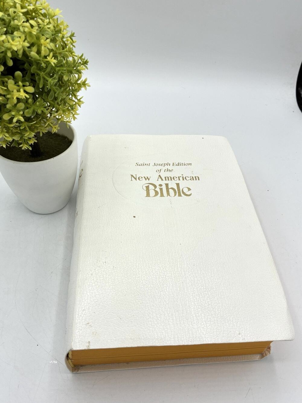 Vintage 1992 St Joseph Edition New American Bible Catholic White Gold Edge